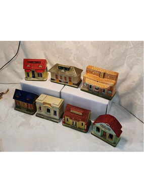 Vintage Putz Japan Buildings for Train Layout. 7 Pc Set